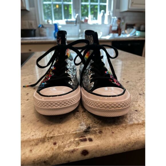 Converse Chuck 70 Pride Rainbow Sequin High Too Sneaker sz 6.5 - Picture 5 of 11